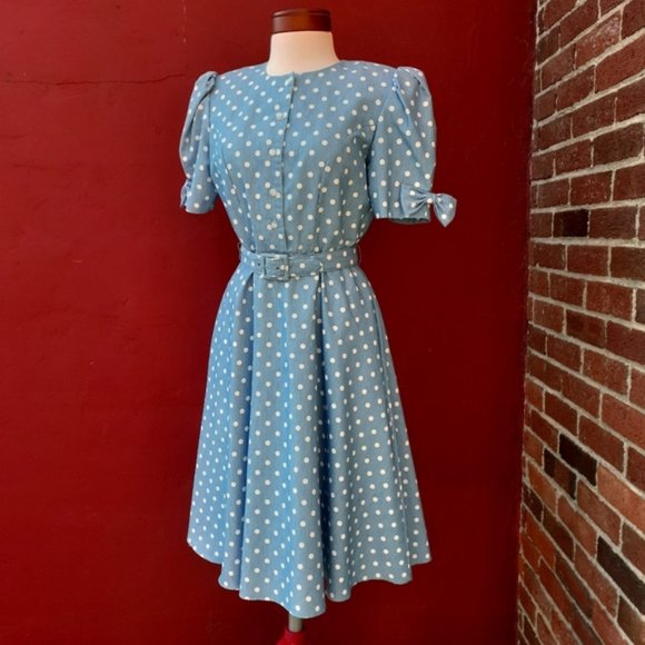 Vintage Cinderella Polka Dot Dress Pinup Blogger - Picture 2 of 8